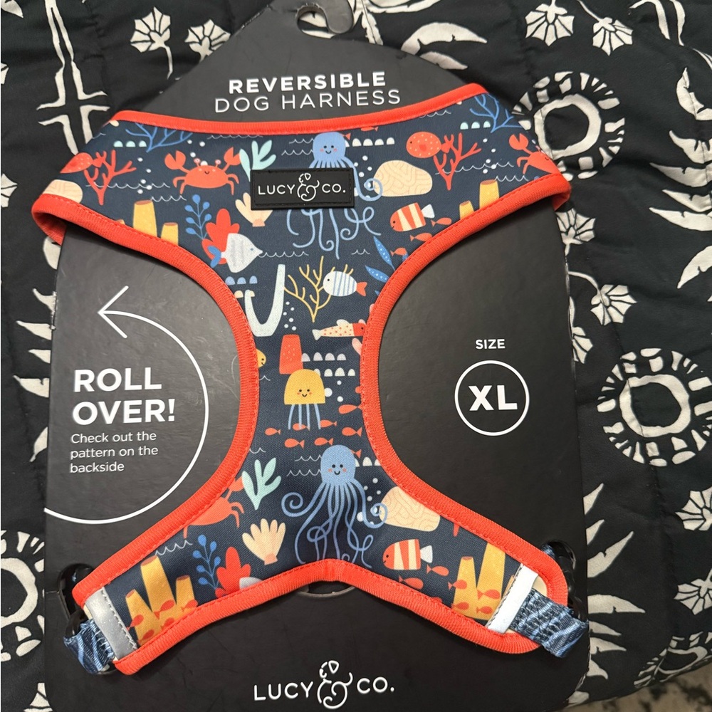 Reversible Dog Harness - Blue and Orange